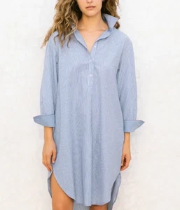 Mersea Dress Womens Medium Blue White Stripe Essential Shirt Dress - Picture 1 of 14