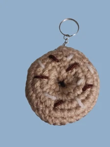HANDMADE Crochet Chocolate/Brown Donut Keychain 2.75" Diameter - Picture 1 of 3