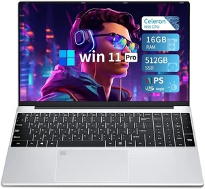KUMNOSAL Laptop 15.6 Inch, Laptops 16GB RAM 512GB SSD, Notebook 4C4T N95 Process - Afbeelding 1 van 7