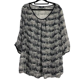 Moda Top Womens Plus Size 18 Tunic Grey Black Snakeskin Flowy Sheer Comfort - Picture 1 of 9