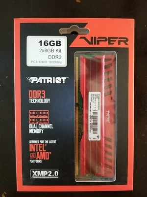 Pair Of Patriot PV38G160C0RD Viper 8GB DDR3 1600MHz RAM - 16GB total - Image 1 of 4