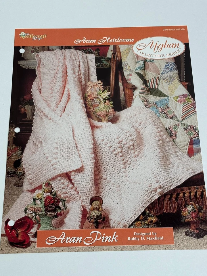 Aran Pink Aran Heirlooms Afghan Crochet Pattern Card Needlecraft Shop - Image 1 of 4