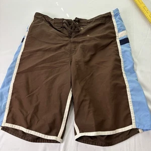 Red Camel Swim Trunks Mens M Brown W Blue Board Shorts Coastal - Picture 1 of 7