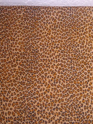 LEOPARD PRINT fabric knit backed polyester fleece vintage 60 x 3 yards material - Image 1 of 4
