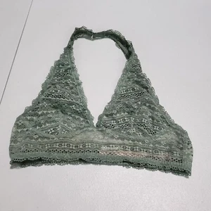 Victoria's Secret Women Bra Small Green Bralette Halter Lace Wireless Unlined - Picture 1 of 7