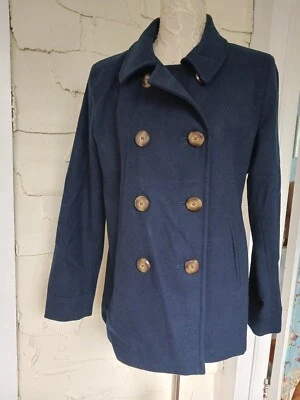 Abrigo antiguo azul marino guisante para mujer grande azul marino mezcla de lana doble pecho Foto 1 de 4