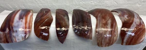 ANTIQUE BURGUNDY SWIRL CURVED SLAG GLASS LAMP SHADE PIECES REPURPOSE CRAFTS 6.5” - Picture 1 of 7