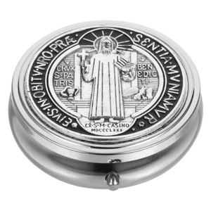 Christian Catholic Rosary Jewelry Case Metal Box Small Trinket Box Christian - Picture 1 of 12