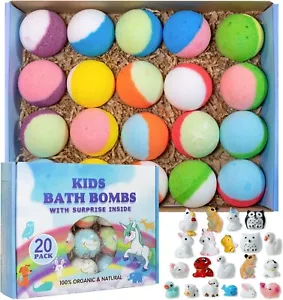 Bath Bomb Gift Set with Toys Inside, 20 Pack Organic Bath Bombs for Kids, Kids S - Picture 1 of 8