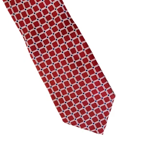 Ralph Lauren Chaps  Tie Red White Graphic 3"  Wide Silk Business Accessory - Picture 1 of 6