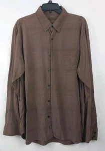 Camisa Tommy Bahama Para Hombres XL Marrón Manga Larga Abotonada con Bolsillo 100% Seda - Imagen 1 de 8