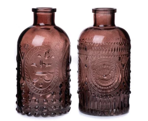 Glasvase Ornament, Vase braun H:12 cm (2er Set) - Flaschenvase Tischdekoration - Bild 1 von 1