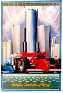 Original Vintage Poster VALVOLINE DETROIT GP 1990 KARTON - Bild 1 von 1