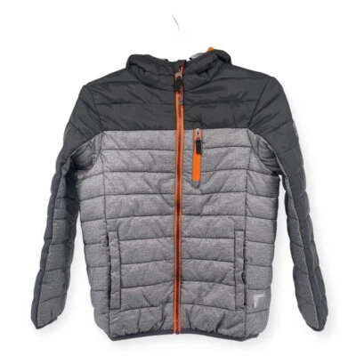 ZeroXposur Boy’s Black Gray Colorblock Full Zip Hooded Puffer Winter Coat Size 8 - Image 1 of 4