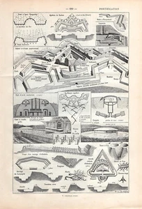 Festung Festung Festung Architektur Larousse Pour Tous echter antiker Druck - Bild 1 von 2