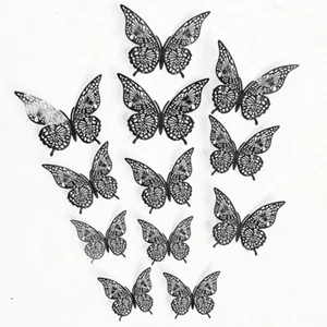 NEW BLACK BUTTERFLY CAKE DECORATING TOPPERS FOR CAKE (1) - Picture 1 of 5