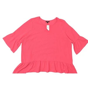 NEW Lane Bryant Pink Blouse Plus Size 26/28 Polyester 3/4 Sleeve Solid Crew Neck - Picture 1 of 7