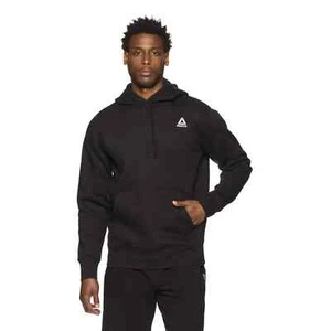 Sudadera con capucha Reebok para hombre con logotipo, talla mediana calce relajado, negra, ligera, suave - Imagen 1 de 5