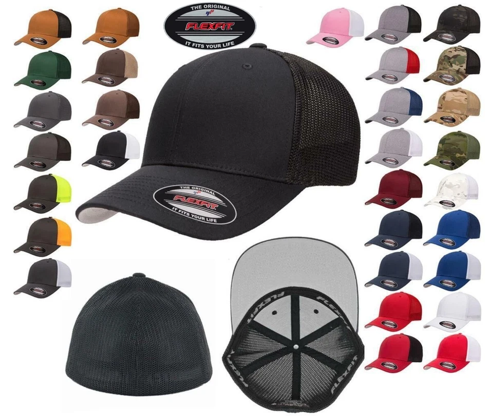 FLEXFIT Clásico Original TRUCKER 6 Paneles Ajustado Gorra de Béisbol SOMBRERO ¡Nuevo! Foto 1 de 2