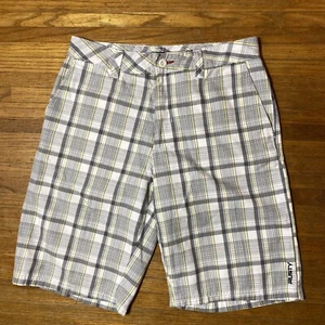 Rusty Shorts Size 32 Chino Plaid Gray With Pockets Logo Moisture Wicking Men’s - Picture 1 of 11