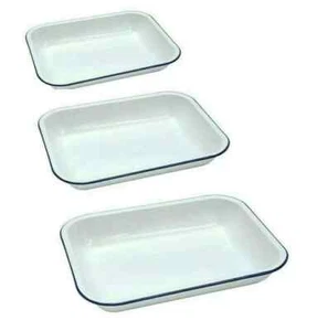 Bandeja para hornear asado de esmalte tradicional blanca plato sartén para asar 28 31 34 37 cm - Imagen 1 de 1