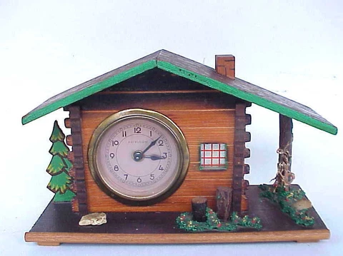 Antique German Heirloom Black Forest Wooden / Wood Chalet Wind Up  Clock Cover