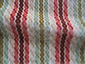 Clarence House Stripe Velvet ANASTASIA Peach Aqua Cream Green 29"x 54.50"W unit - Picture 1 of 8