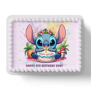 Stitch Lilo Rectangle Square A4 A3 Edible Icing Cake Topper - Picture 1 of 1