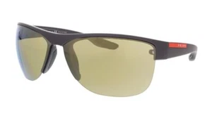 Prada Sunglasses PS17US VYY723 BROWN RUBBER/GREEN OLIVE GOLD MIRROR Lens 68mm - Picture 1 of 4