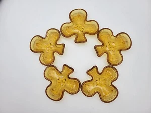 5 platos de vidrio vintage de tiara sándwich ámbar club cenicero/nuez/caramelo - Imagen 1 de 7