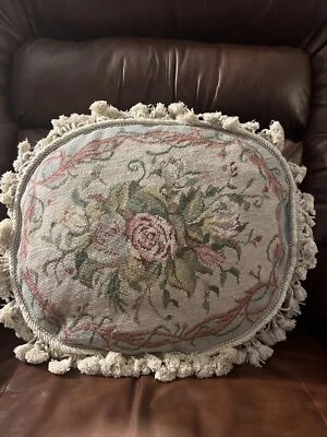 Needlepoint pillow Aubusson 14x18 - Image 1 of 4