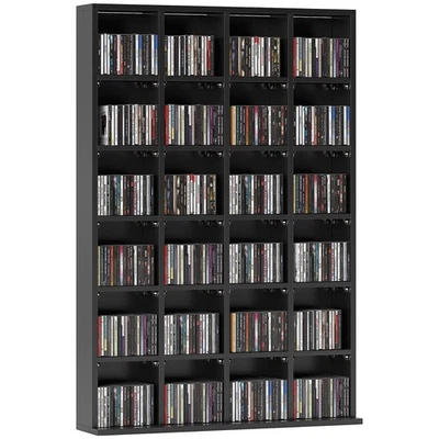 HOMCOM DVD CD Media Storage Rack, Video Display Unit, 89 x 130.5 cm, Black - Image 1 of 4