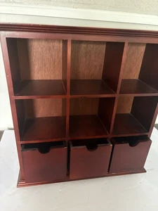 9 Cube Storage Shelf Bookshelf Organizer w/Back Panel Mahogany Ready To Hang - Picture 1 of 11