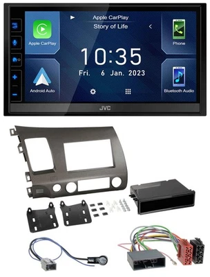JVC DAB Bluetooth MP3 USB 2DIN Autoradio für Honda Civic Hybrid FD3 06-10 anthra - Bild 1 von 4