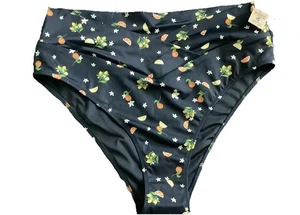 Victoria Secret Pink High Waist “V” Swimsuit Bottom NWT Women XL Black w Fruit * - Picture 1 of 10