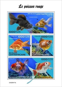 África Central - Goldfish 2022 en estampillas - Hoja de 4 estampillas - CA220417a - Imagen 1 de 1