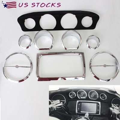 Placa de ajuste de altavoz con bisel de calibre cromado de 8 piezas para Harley Touring Street Glide 14-22 Foto 1 de 4