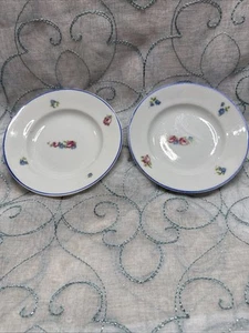 Pair of German Pottery Childs Dishes with Roses and Floral Design - Picture 1 of 5
