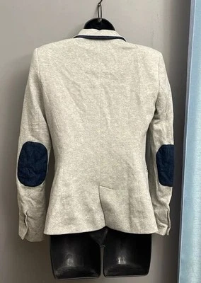 Blazer gris parche en el codo de mezclilla con botones individuales de Zara #preppy #academia talla S Foto 1 de 4