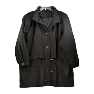 Vintage schwarzer Oversize Mantel weiches Wildleder Feel Knebel Taille Schnürung hinten 80er 90er - Bild 1 von 9