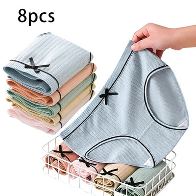 8pc Girls Mid Rise Briefs Breathable Panties Student Soft Seamless Lingerie Set - Image 1 of 4