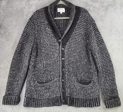Suéter Rag & Bone Neiman Marcus Para Hombres XL Negro Gris Chal Cárdigan Mezcla Tejido Foto 1 de 4
