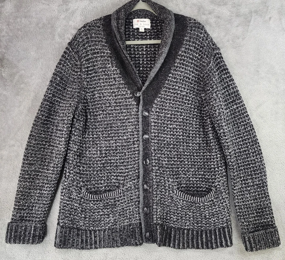 Suéter Rag & Bone Neiman Marcus Para Hombres XL Negro Gris Chal Cárdigan Mezcla Tejido Foto 1 de 4