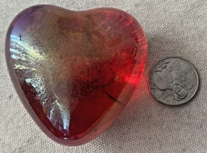 Robert Held Kunst Glas rot irisierend Herz 2,5"x2,5"x2" Briefbeschwerer EUC - Bild 1 von 6