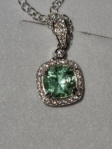 Gorgeous Emerald Green Tourmaline Pendant In Solid Sterling Silver - Picture 1 of 10