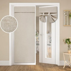 Natural Blackout Linen French Door Curtains, Privacy Door Window Curtains, Th... - Picture 1 of 8