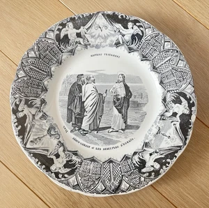 Assiette parlante Creil Montereau Nouveau Testament Jésus et Emmaus 11 - Picture 1 of 2