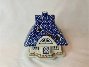 Boleslawiec Polish Pottery House Tealight Holder Luminary - Bild 1 von 8