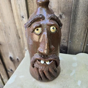 Handmade Face Jug with Beard by Billy Joe Craven | 12" x 7" - Picture 1 of 7