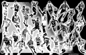 Poster collage NBA Legends 1 ""Luce nera - Foto 1 di 1